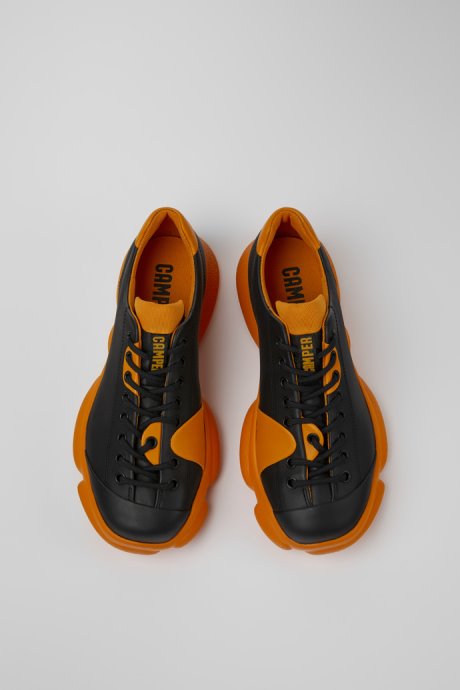 Karst Black And Orange Leather Shoes For Women Exclusive Camper