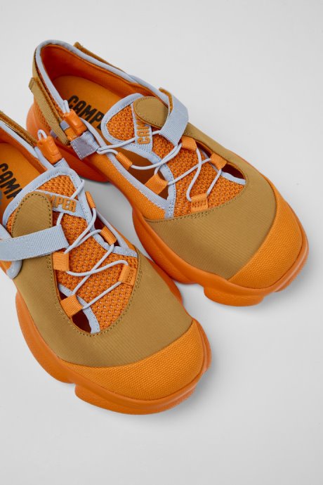 Karst Orange And Brown Textile Shoes For Women Exclusive Camper