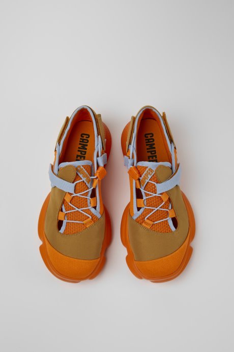 Karst Orange And Brown Textile Shoes For Women Exclusive Camper