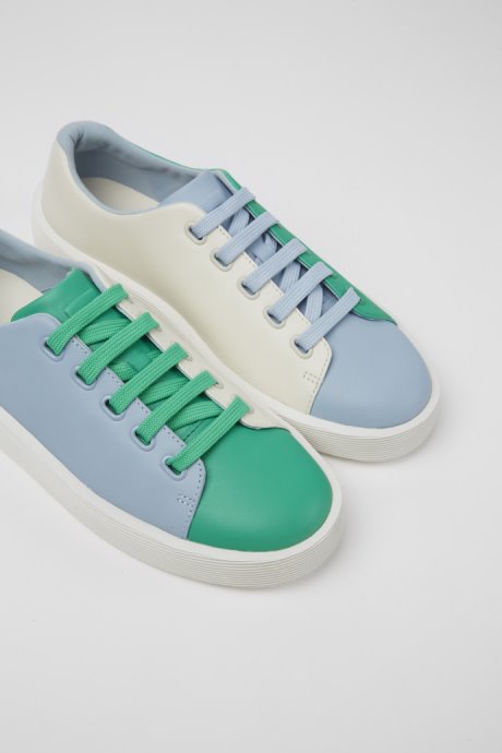 Exclusive Camper Twins Green Blue And White Leather Sneakers For Women