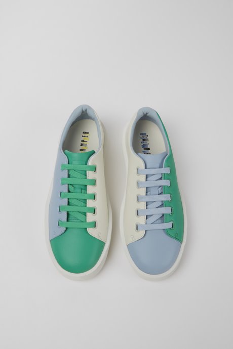 Exclusive Camper Twins Green Blue And White Leather Sneakers For Women
