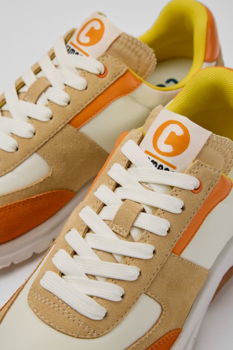 Drift White Beige And Orange Nubuck Sneakers For Women Camper New Arrivals