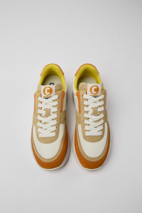 Drift White Beige And Orange Nubuck Sneakers For Women Camper New Arrivals