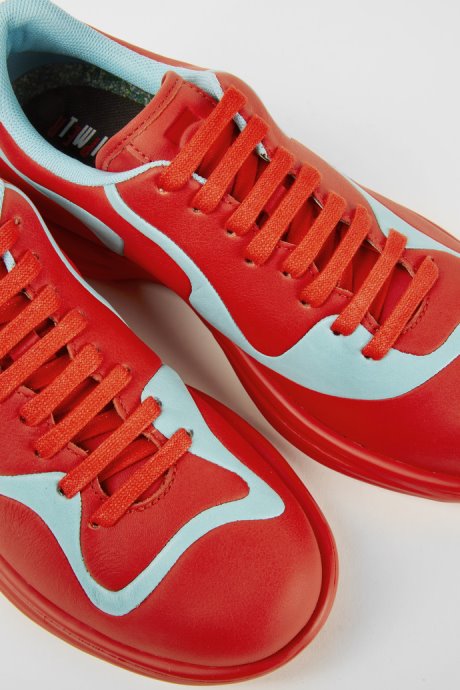 Camper Twins Red And Turquoise Leather Lace-Up Sneakers New Arrivals