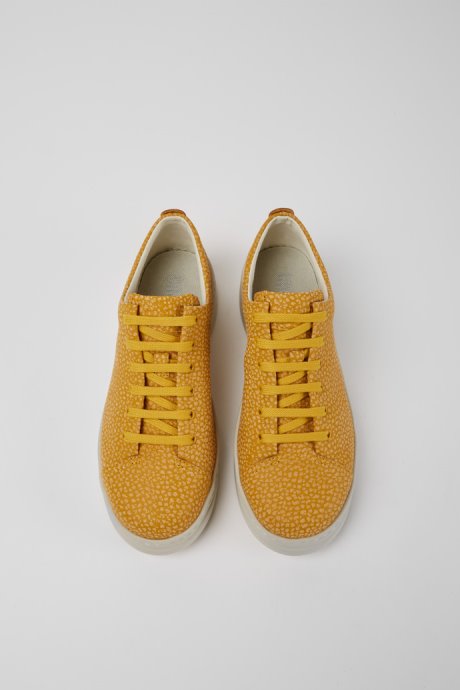 Camper Design Runner Up Yellow-Beige Leather Sneakers