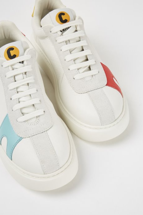 Twins White Suede And Leather Sneakers Camper New Arrivals
