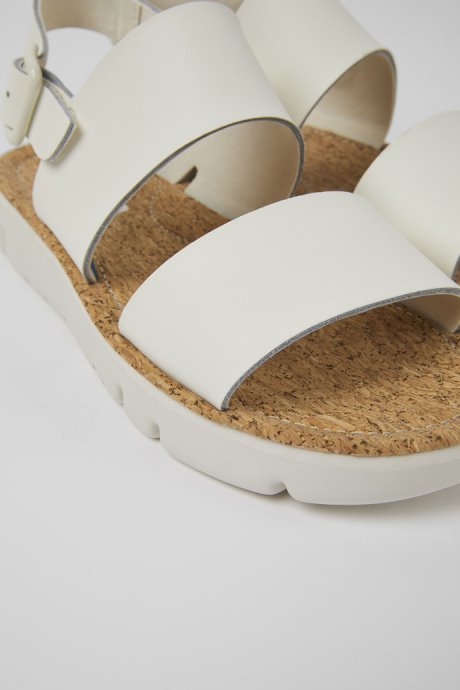 Oruga White Leather Sandals For Women Camper New Arrivals