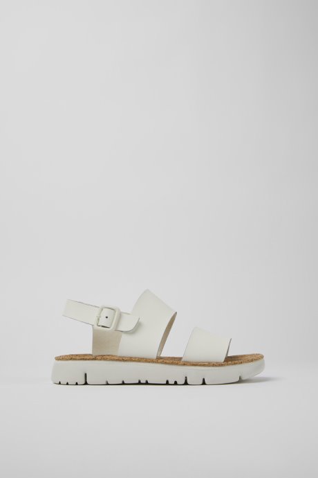 Oruga White Leather Sandals For Women Camper New Arrivals