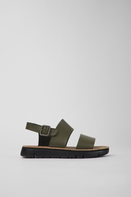 Exclusive Camper Oruga Green Leather Sandals For Women