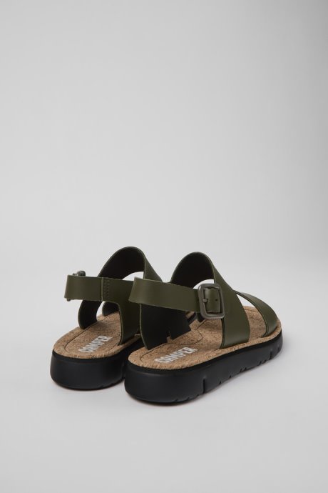 Exclusive Camper Oruga Green Leather Sandals For Women