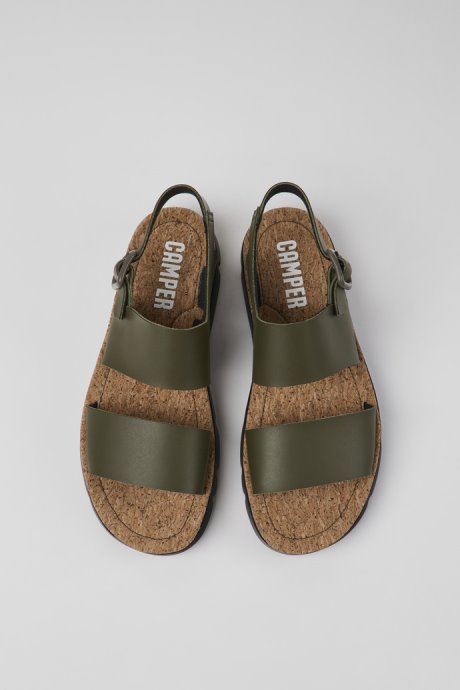 Exclusive Camper Oruga Green Leather Sandals For Women