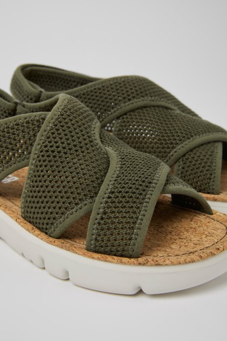 Camper Design Oruga Green Textile Sandals For Women