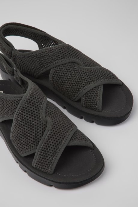 Oruga Dark Gray Textile Sandals For Women Exclusive Camper