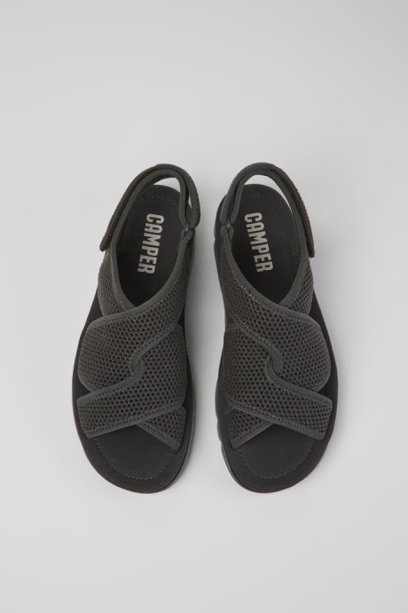Oruga Dark Gray Textile Sandals For Women Exclusive Camper
