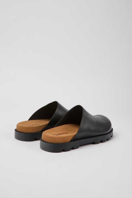 Design Brutus Sandal Black Leather Clogs For Women Camper