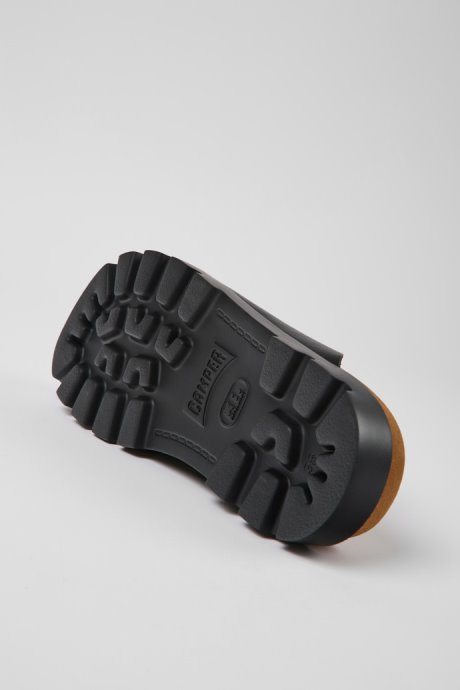 Design Brutus Sandal Black Leather Clogs For Women Camper