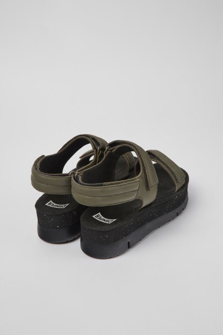 Camper Oruga Up Green Leather Sandals For Women New Arrivals