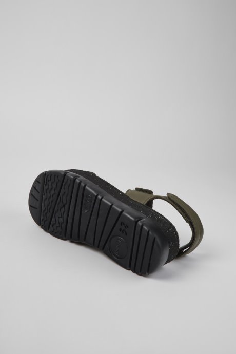 Camper Oruga Up Green Leather Sandals For Women New Arrivals