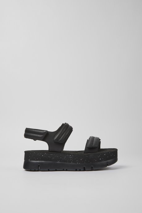 Camper Oruga Up Black Leather Sandals For Women New Arrivals