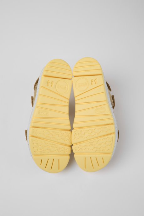 Design Oruga Up Beige Leather Sandals For Women Camper