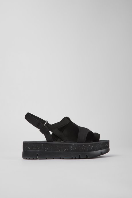 Camper Oruga Up Black Textile Sandals For Women New Arrivals