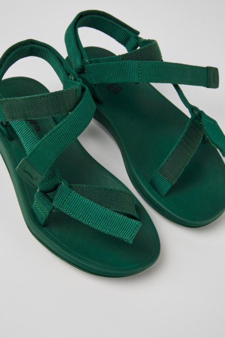 Design Match Green Textile Sandals For Women Camper