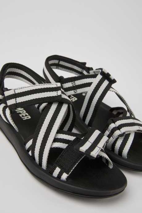 Match Black And White Textile Sandals For Women Camper New Arrivals