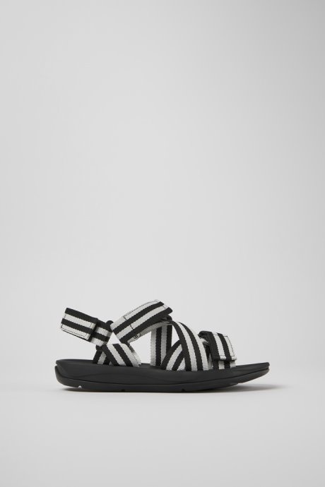 Match Black And White Textile Sandals For Women Camper New Arrivals