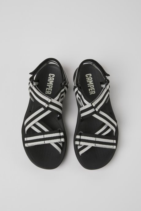 Match Black And White Textile Sandals For Women Camper New Arrivals