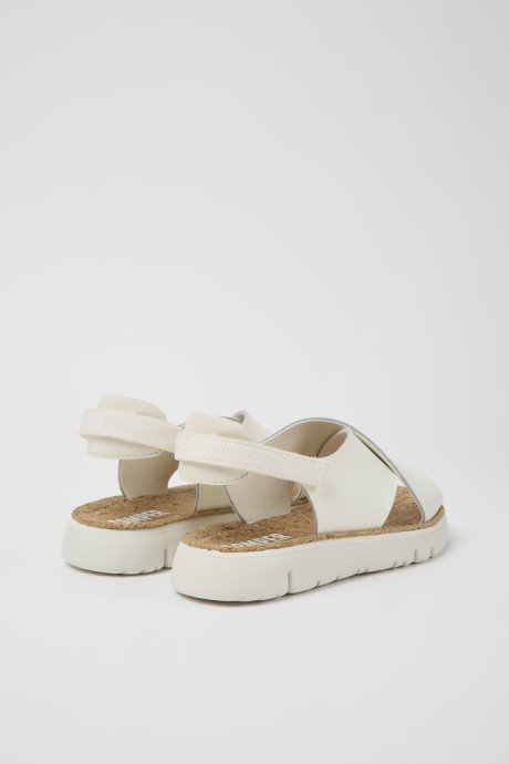 Oruga White Leather And Textile Sandals For Women Exclusive Camper