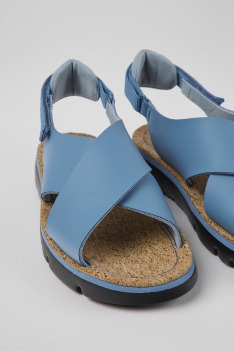 Design Oruga Blue Leather And Textile Sandals For Women Camper
