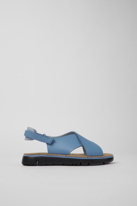 Design Oruga Blue Leather And Textile Sandals For Women Camper