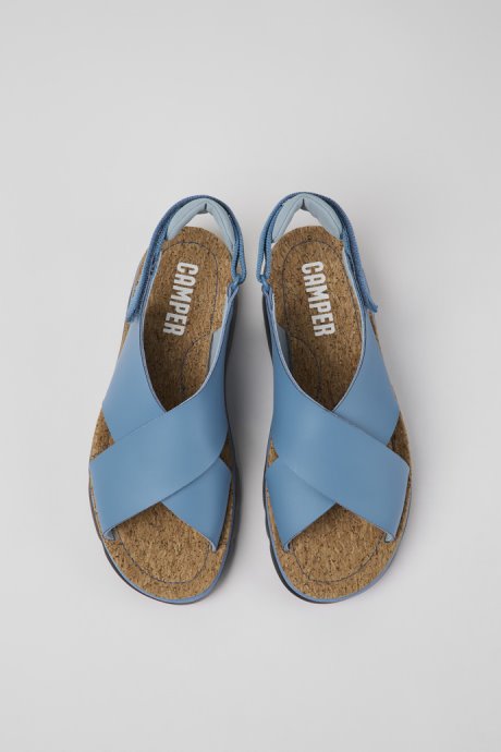 Design Oruga Blue Leather And Textile Sandals For Women Camper