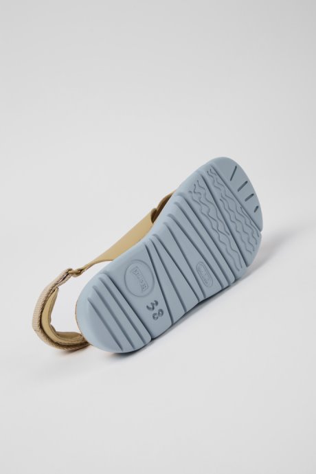 Oruga Beige Leather And Textile Sandals For Women Exclusive Camper