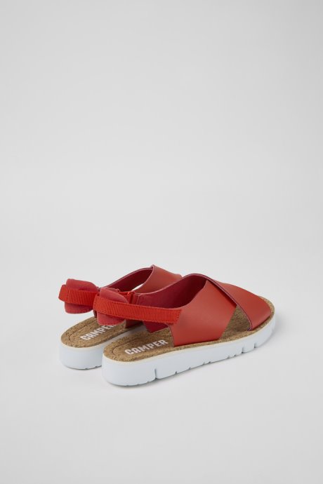 Exclusive Camper Oruga Red Leather And Textile Sandals For Women