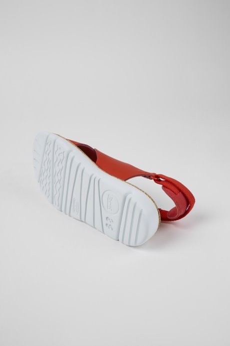 Exclusive Camper Oruga Red Leather And Textile Sandals For Women