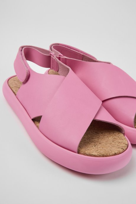 Design Pelotas Flota Pink Leather Sandals For Women Camper