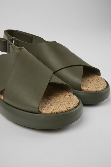 Camper Pelotas Flota Green Leather Sandals For Women New Arrivals