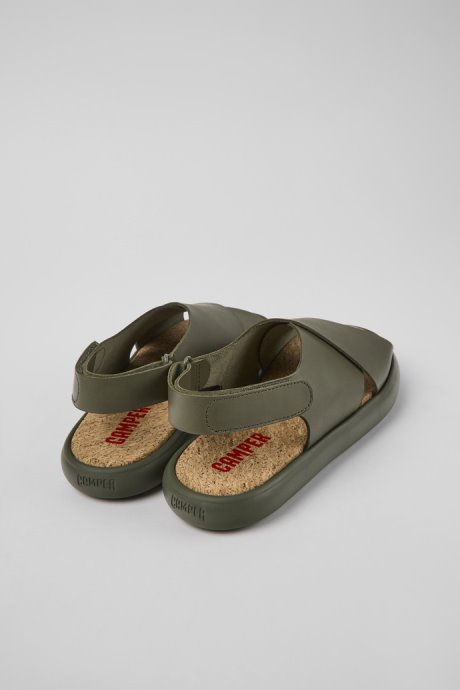 Camper Pelotas Flota Green Leather Sandals For Women New Arrivals