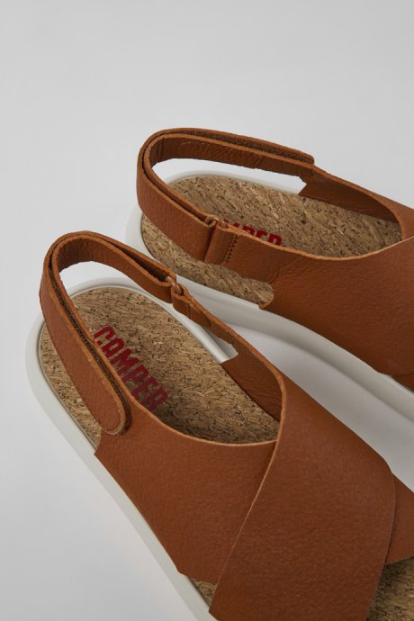 Exclusive Camper Pelotas Flota Brown And White Leather Sandals For Women
