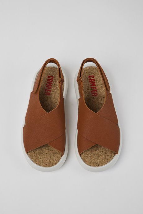 Exclusive Camper Pelotas Flota Brown And White Leather Sandals For Women