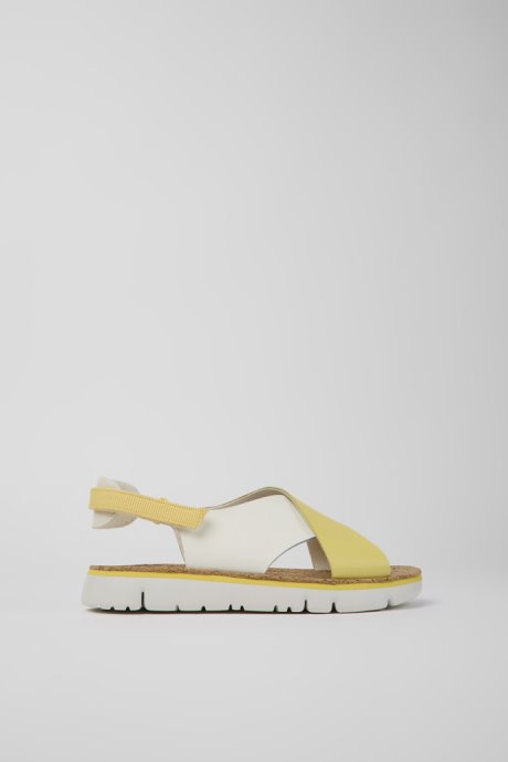 Camper Twins White And Yellow Leather And Textile Sandals For Women New Arrivals