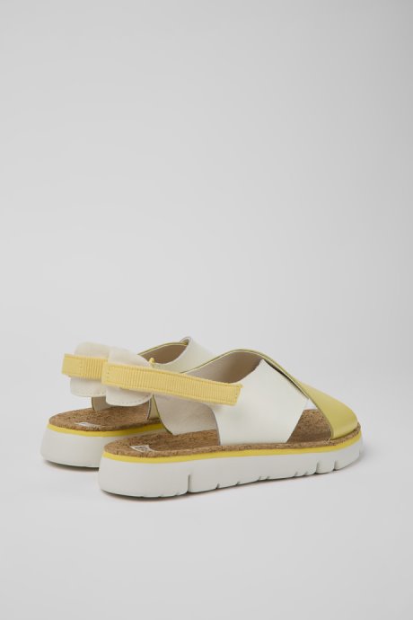 Camper Twins White And Yellow Leather And Textile Sandals For Women New Arrivals