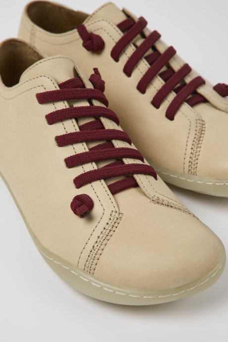 Camper Design Peu Beige Leather Shoes For Women