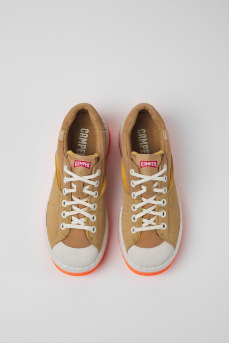Camper Design Teix Beige And White Recycled Textile Shoes For Women