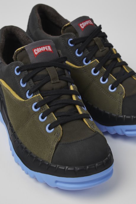 Design Teix Green And Gray Recycled Textile Shoes For Women Camper