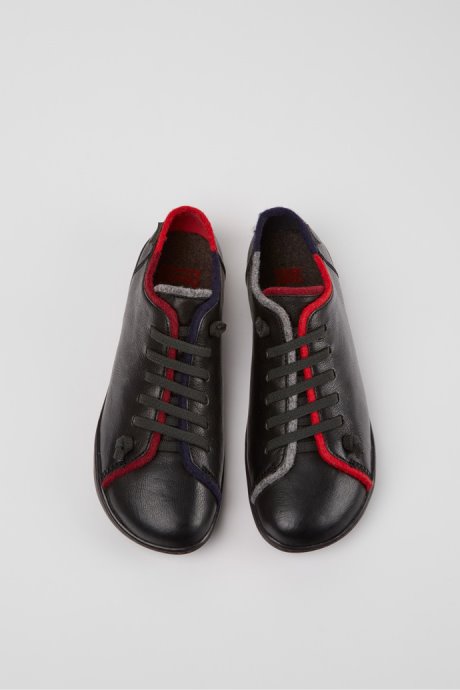 Twins Black Leather And Wool Shoes For Women Camper New Arrivals