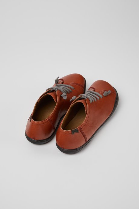 Design Peu Burgundy Leather Shoes For Women Camper