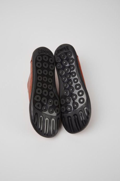 Design Peu Burgundy Leather Shoes For Women Camper