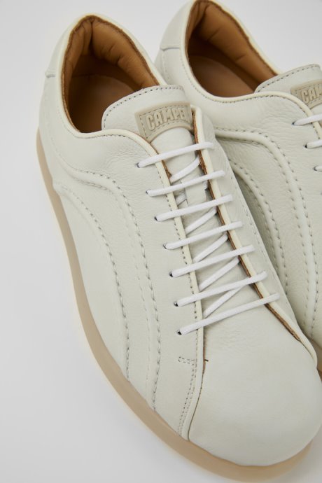 Camper Pelotas White Non-Dyed Leather Sneakers For Women New Arrivals